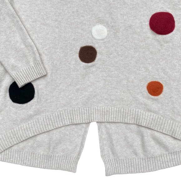 Parkhurst Embroidered Polka Dot Artsy Knit Sweater Button Back Art Deco Fall -M - Picture 5 of 13